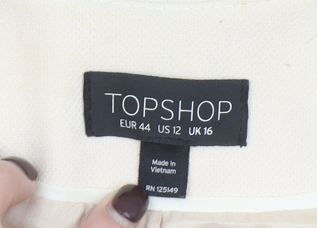 Topshop Women Beige Suit Jacket UK 16 Tailored Blazer Lined