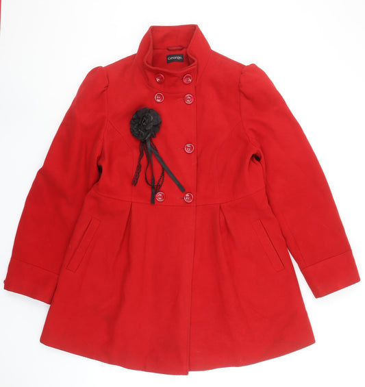 George Women’s Red Button Belted Trench Coat Size 16 Elegant Winter Style