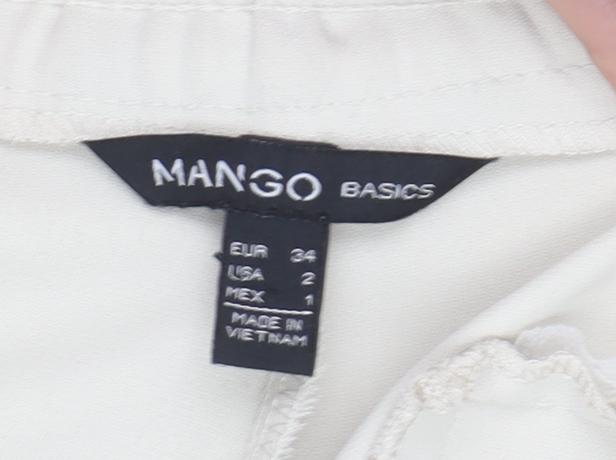 Mango Women Beige Tapered Pleated Trousers Size 6