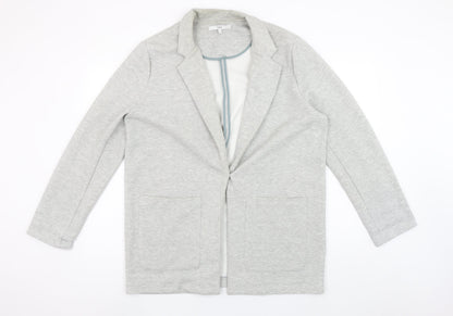 Next Women's Grey Jersey Blazer Jacket Size 16 Regular Fit