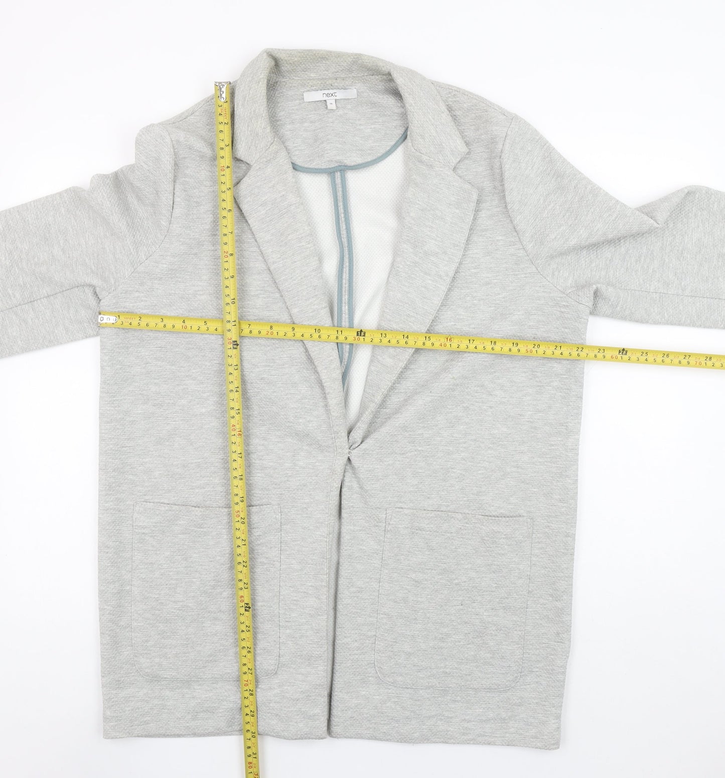 Next Women's Grey Jersey Blazer Jacket Size 16 Regular Fit