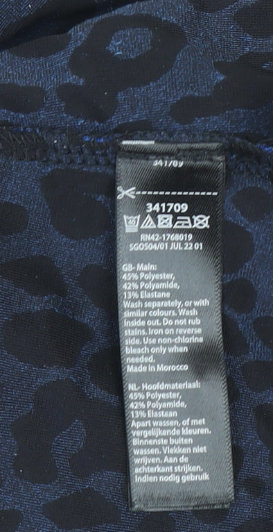 Monsoon Women’s Blue Velvet Animal Print High Neck Blouse Size L