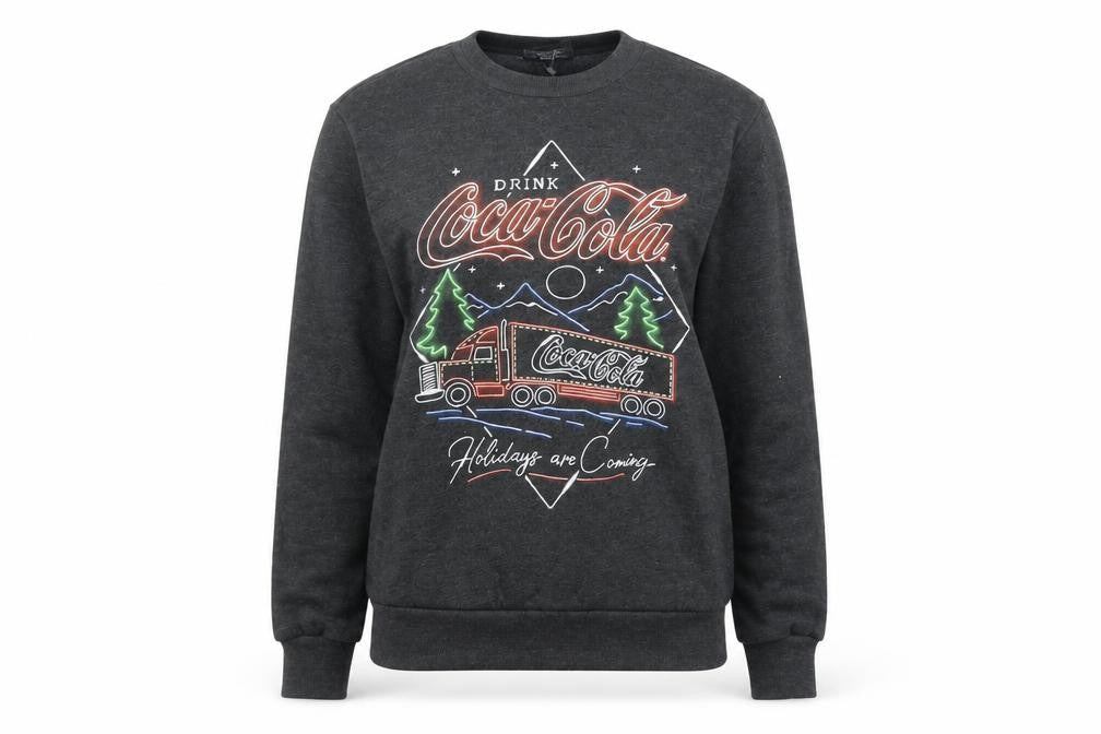 Primark Coca-Cola Christmas Sweatshirt Women XS Grey Pullover