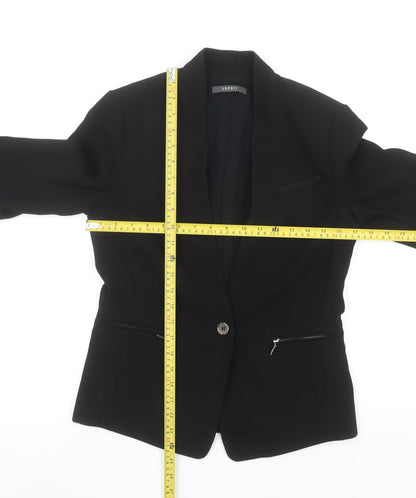 Esprit Women's Black Shawl Lapel Blazer UK 8 Slim Fit Tuxedo Jacket