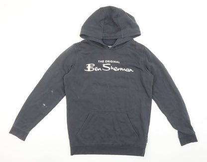 Ben Sherman Boys Black Pullover Hoodie 12-13 Years Cotton Logo Design