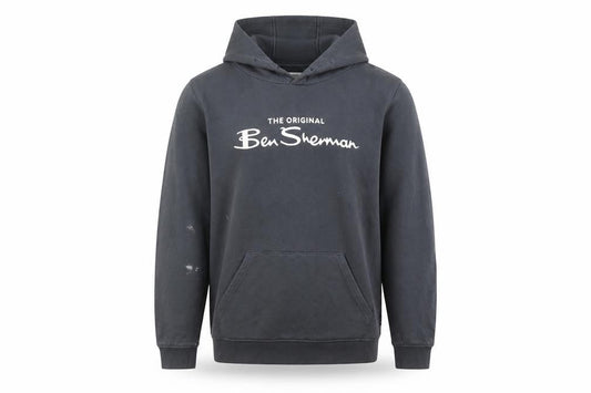 Ben Sherman Boys Black Pullover Hoodie 12-13 Years Cotton Logo Design