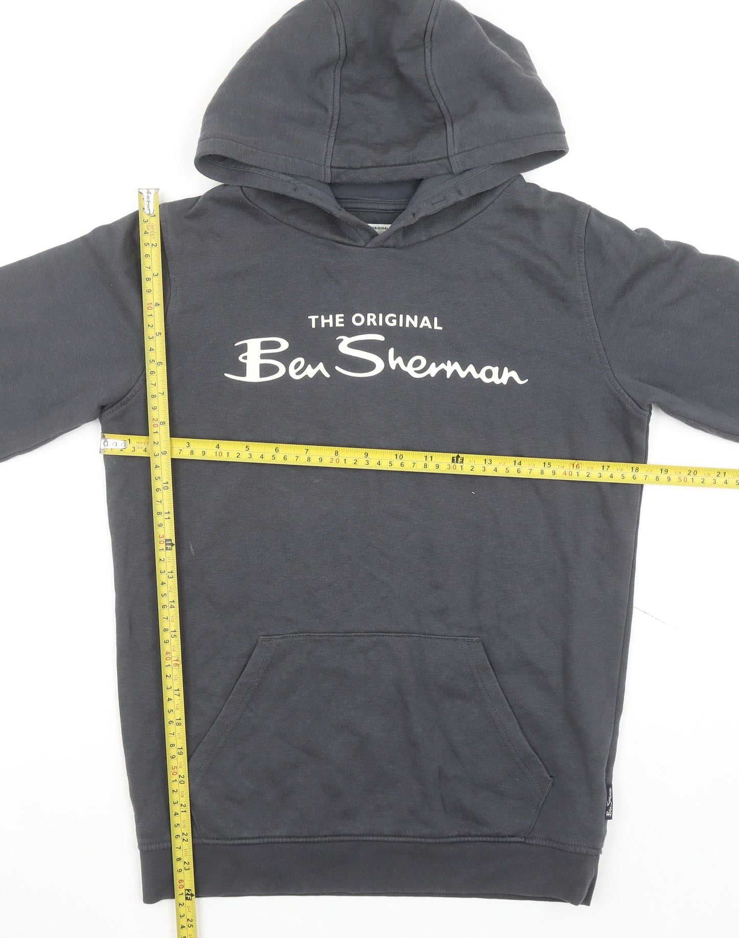 Ben Sherman Boys Black Pullover Hoodie 12-13 Years Cotton Logo Design