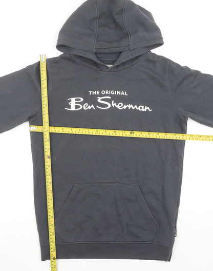 Ben Sherman Boys Black Pullover Hoodie 12-13 Years Cotton Logo Design