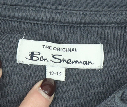 Ben Sherman Boys Black Pullover Hoodie 12-13 Years Cotton Logo Design