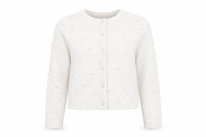 Oasis Womens Beige Beaded V-Neck Twist Front Cardigan L