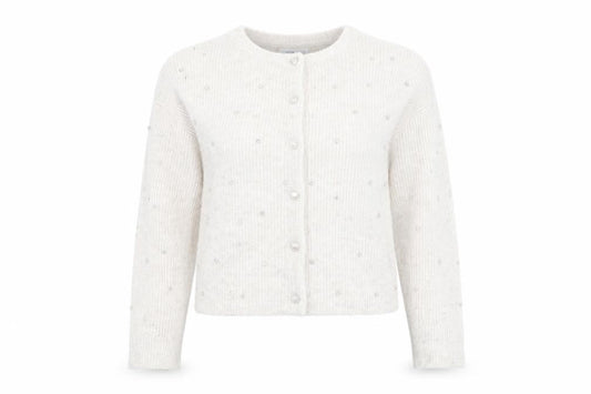 Oasis Womens Beige Beaded V-Neck Twist Front Cardigan L