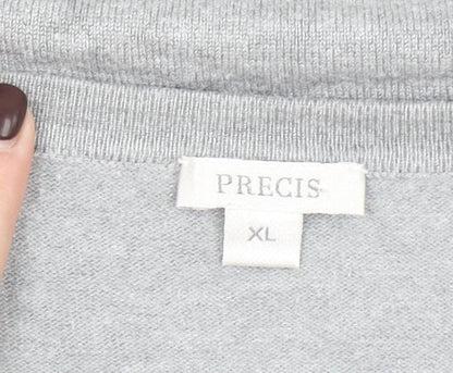 Precis Women's Grey Lace Hem Tunic Top Long Sleeve XL