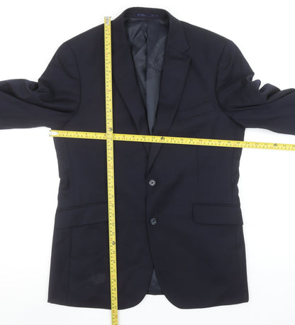 Brook Taverner Men's Navy Blue Wool 38R Two-Button Blazer Jacket