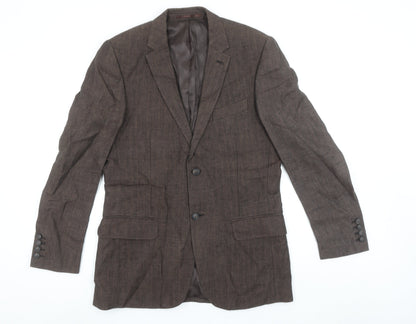 Jeff Banks Men Brown 38R Classic Wool Blend Two Button Blazer