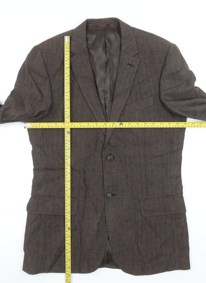 Jeff Banks Men Brown 38R Classic Wool Blend Two Button Blazer