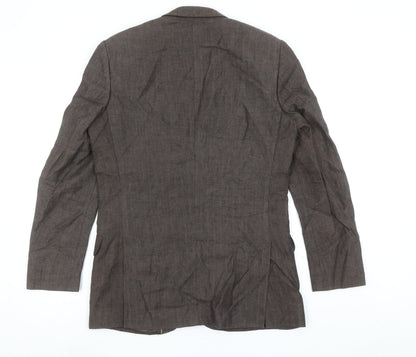 Jeff Banks Men Brown 38R Classic Wool Blend Two Button Blazer