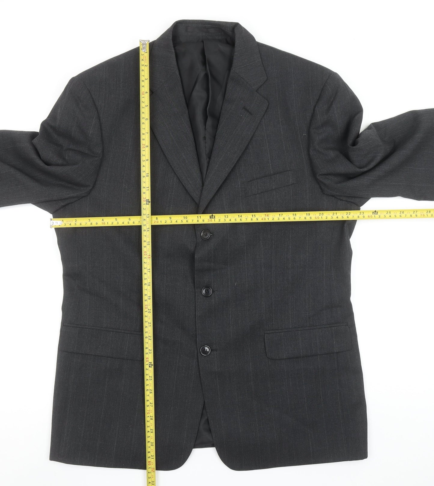 Westbrook Men's Grey Pinstripe Wool Blend 44R Suit Jacket