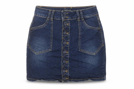 Zara Women Blue Denim Button Front Short Skirt Size 6