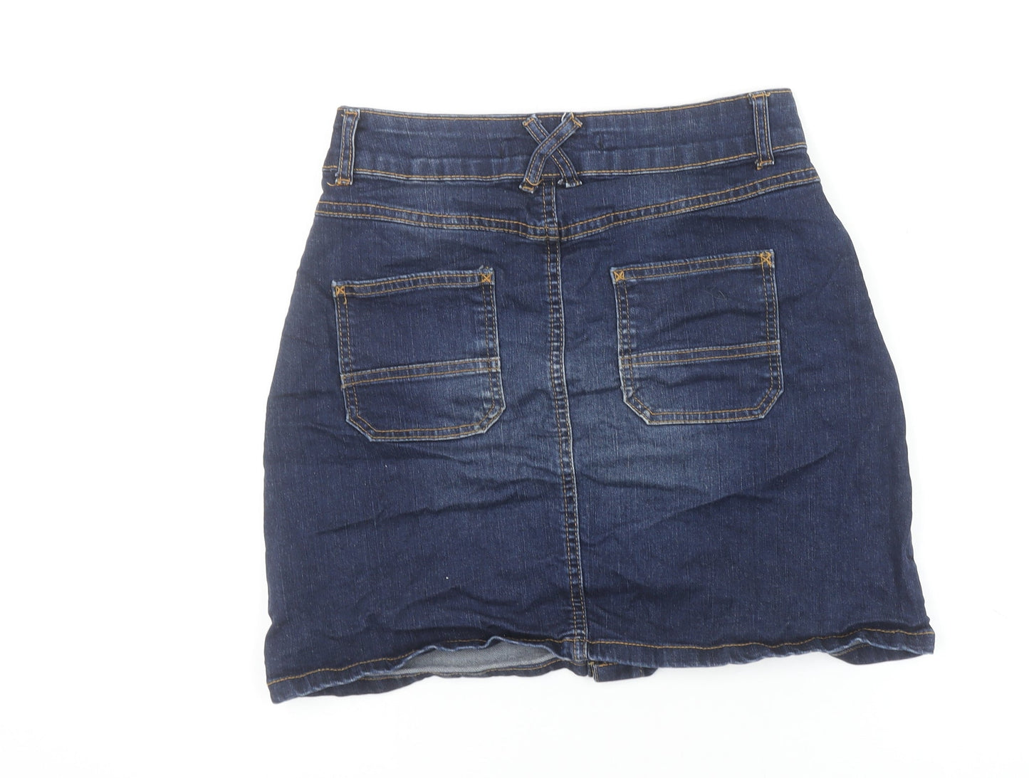 Zara Women Blue Denim Button Front Short Skirt Size 6