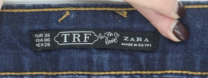 Zara Women Blue Denim Button Front Short Skirt Size 6