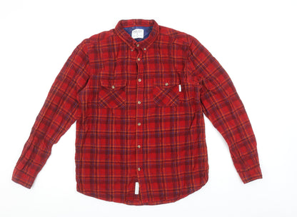 Shore Leave Urban Outfitters Men's Red Plaid Cotton Button-Up Shirt M