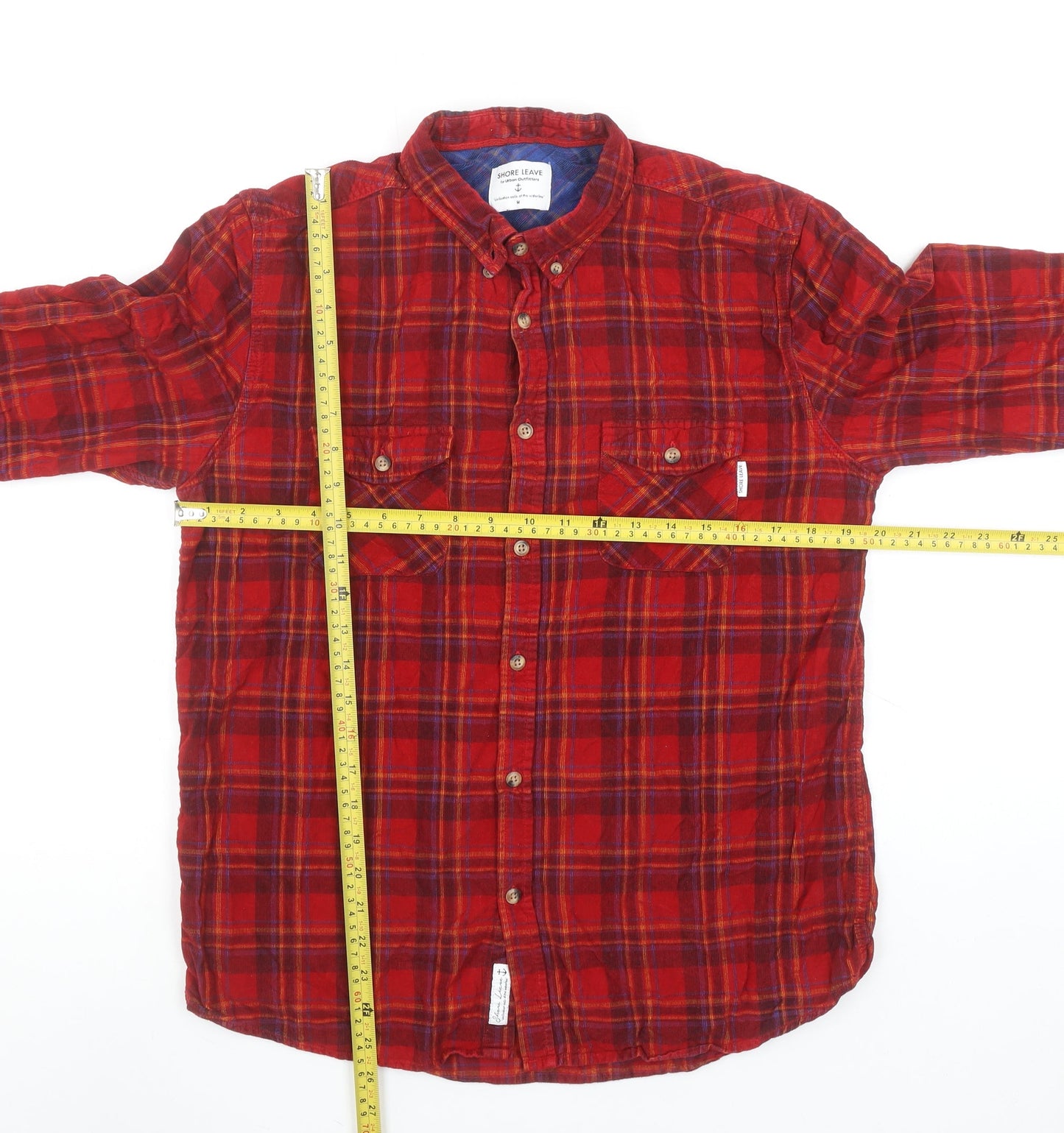Shore Leave Urban Outfitters Men's Red Plaid Cotton Button-Up Shirt M