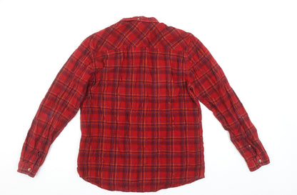 Shore Leave Urban Outfitters Men's Red Plaid Cotton Button-Up Shirt M