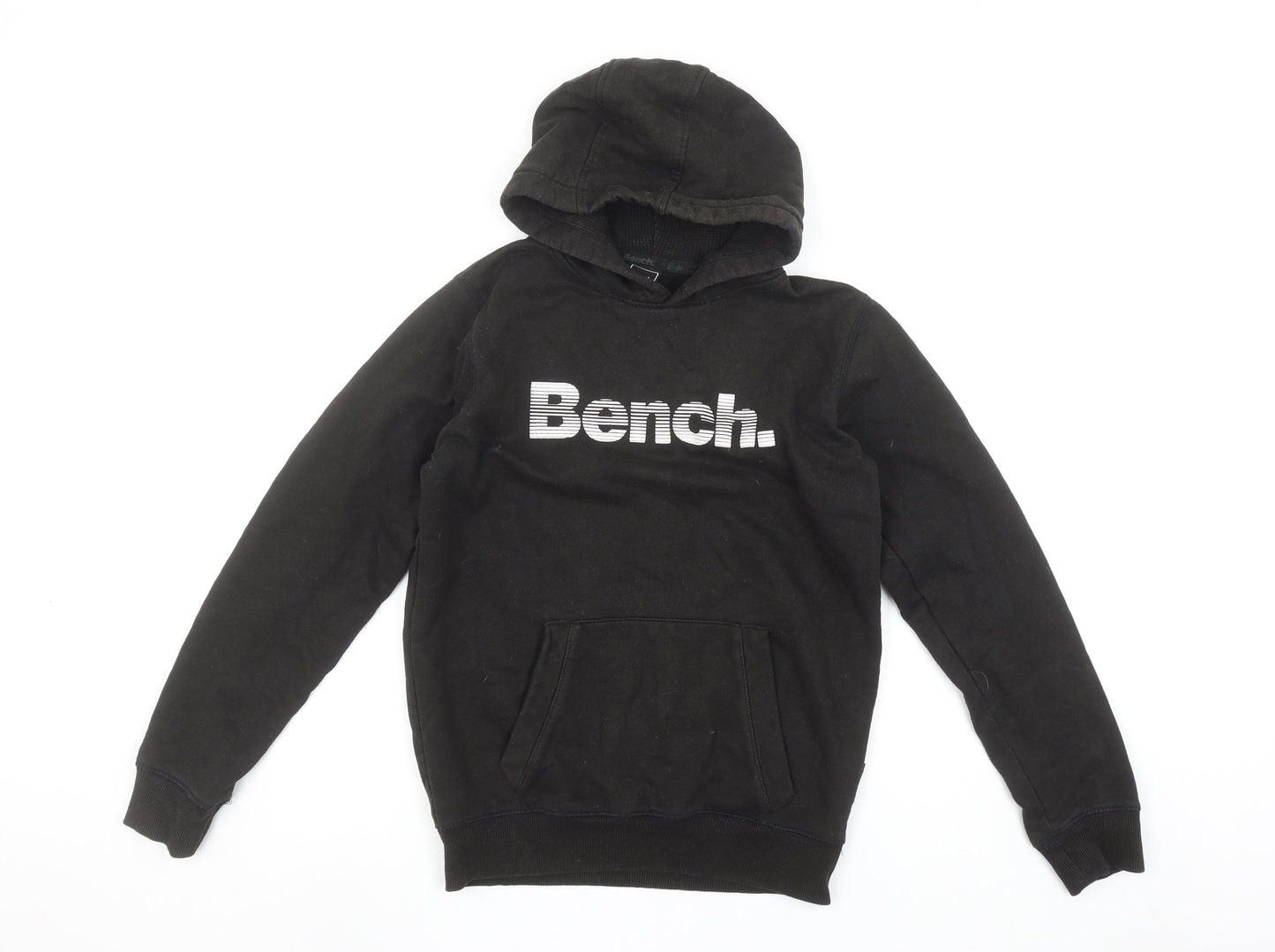Bench Boys Black Pullover Hoodie Size 13 Years Cotton Blend Logo Print