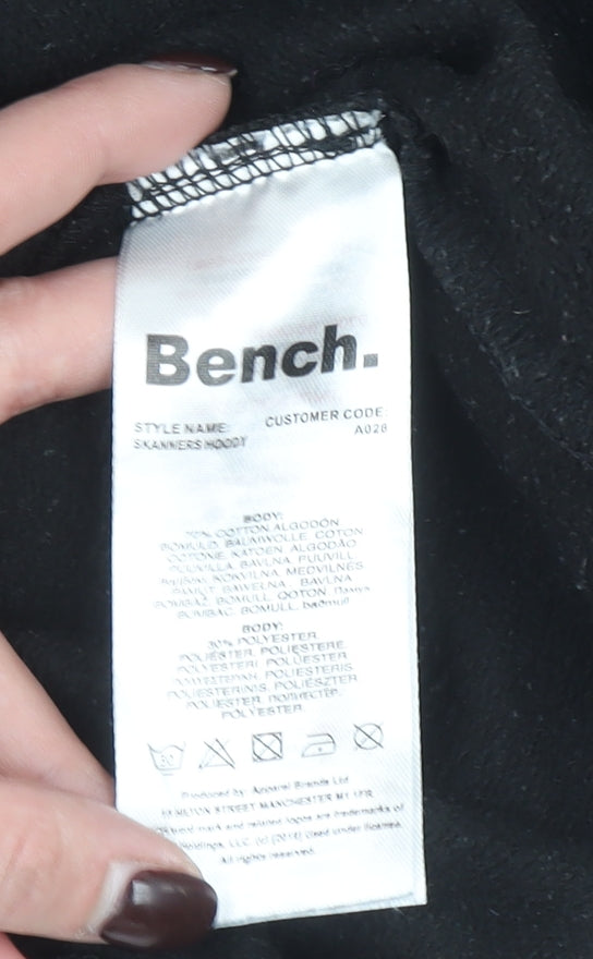 Bench Boys Black Pullover Hoodie Size 13 Years Cotton Blend Logo Print