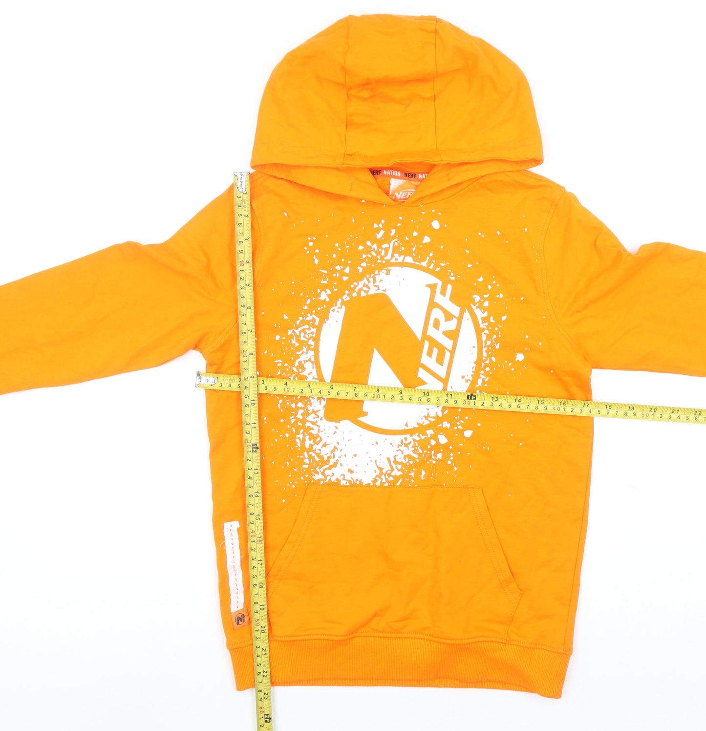 Nerf Boys Orange Pullover Hoodie 10-11 Years Graphic Print Cotton