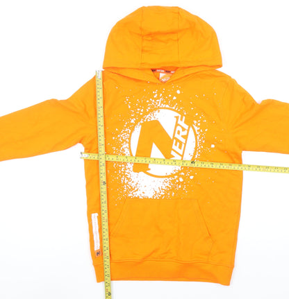 Nerf Boys Orange Pullover Hoodie 10-11 Years Graphic Print Cotton
