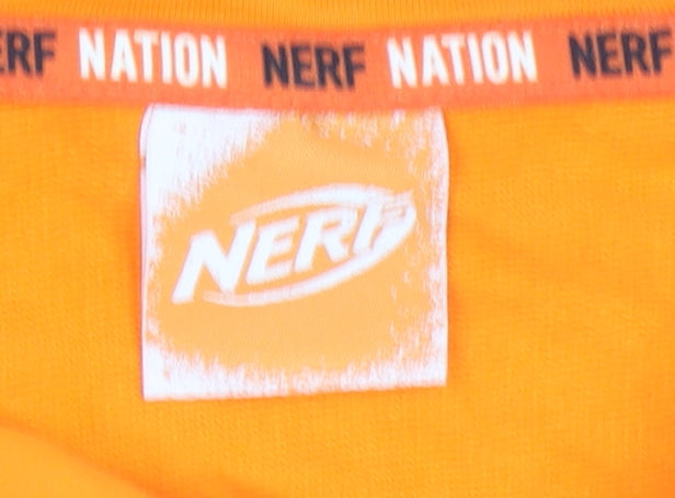 Nerf Boys Orange Pullover Hoodie 10-11 Years Graphic Print Cotton
