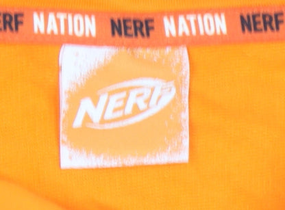 Nerf Boys Orange Pullover Hoodie 10-11 Years Graphic Print Cotton
