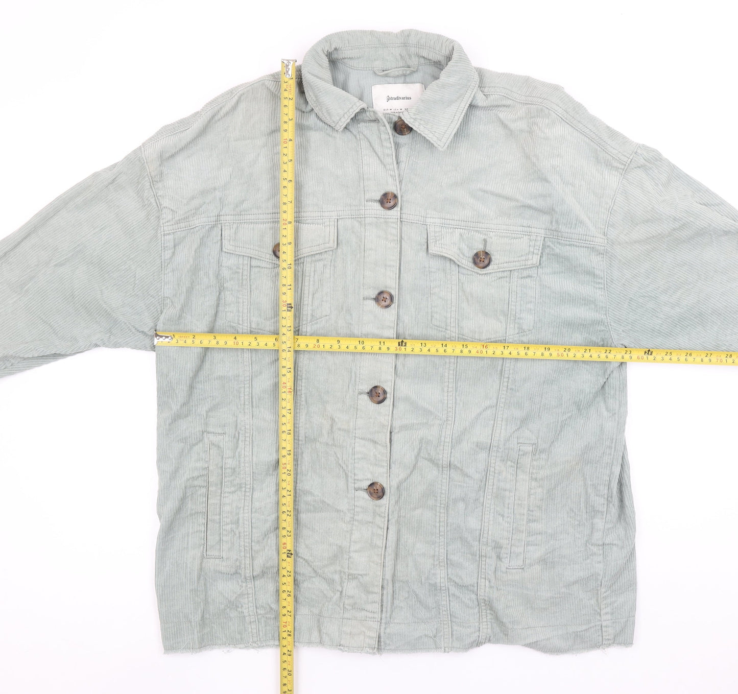 Stradivarius Women’s Green Corduroy Button Jacket Size 12