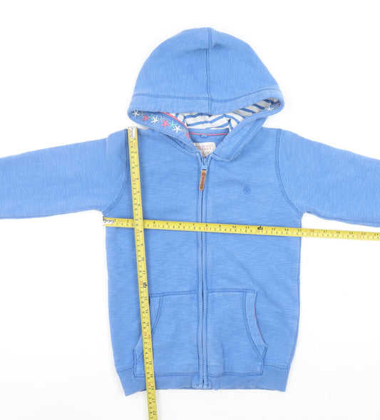 FatFace Girls Blue Full Zip Hoodie 8-9 Years Cotton Blend Casual