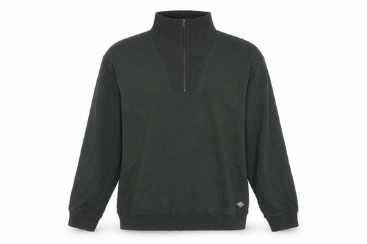 Union Works Men's Green XL 1/4 Zip Cotton Jumper High Neck