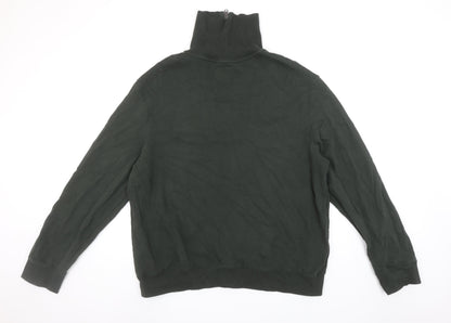 Union Works Men's Green XL 1/4 Zip Cotton Jumper High Neck