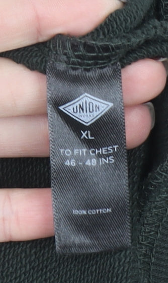 Union Works Men's Green XL 1/4 Zip Cotton Jumper High Neck