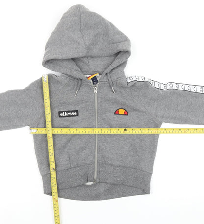Ellesse Women Grey Full Zip Hoodie Size 4 Cotton Blend Sportswear