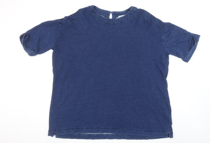 Masai Women Blue Pullover Sweatshirt Medium Cotton Blend