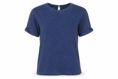 Front view of Masai Women Blue Pullover Sweatshirt Medium Cotton Blend
