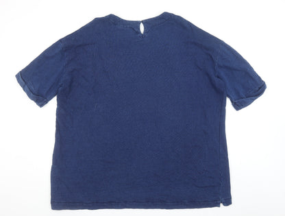Masai Women Blue Pullover Sweatshirt Medium Cotton Blend