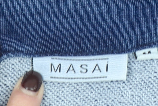 Masai Women Blue Pullover Sweatshirt Medium Cotton Blend
