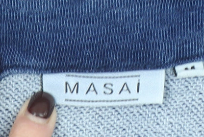 Masai Women Blue Pullover Sweatshirt Medium Cotton Blend