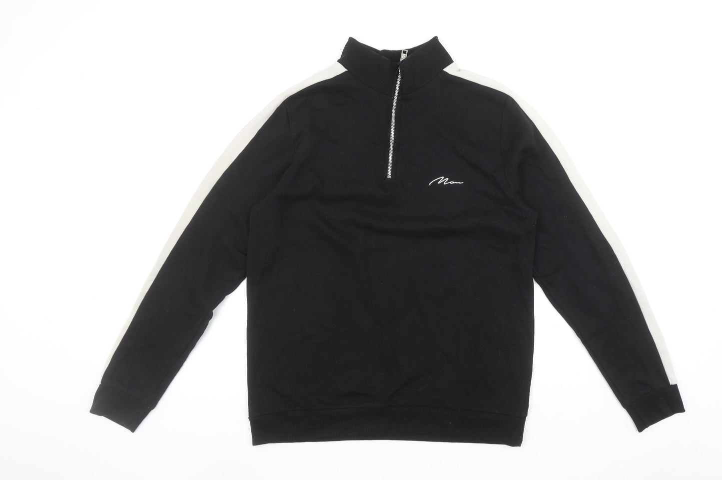 BoohooMAN Men's Black 1/4 Zip Sweatshirt Size M High Neck Casual Top
