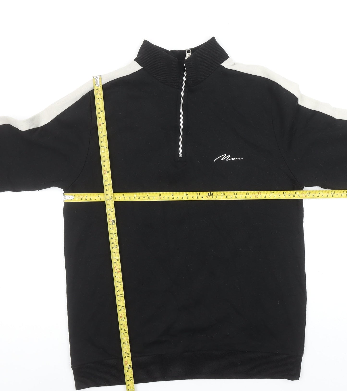 BoohooMAN Men's Black 1/4 Zip Sweatshirt Size M High Neck Casual Top