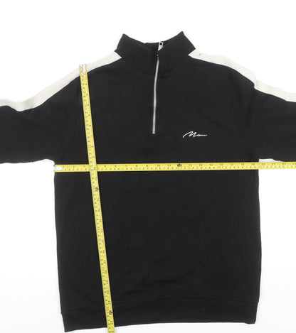 BoohooMAN Men's Black 1/4 Zip Sweatshirt Size M High Neck Casual Top