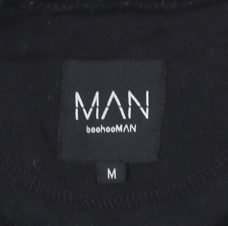 BoohooMAN Men's Black 1/4 Zip Sweatshirt Size M High Neck Casual Top