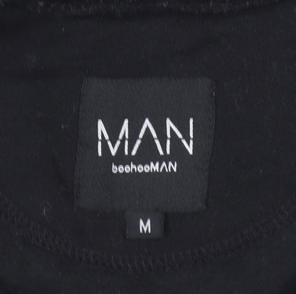 BoohooMAN Men's Black 1/4 Zip Sweatshirt Size M High Neck Casual Top