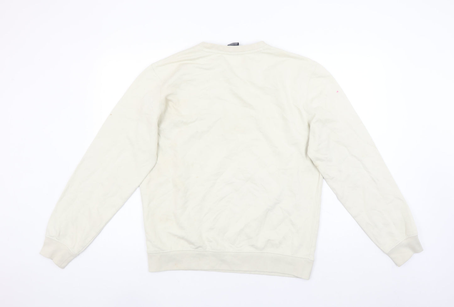 Champion Women Beige Logo Sweatshirt Large Crew Neck Cotton Blend